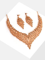 Gold Plated Designer Stone Necklace and Earring Set