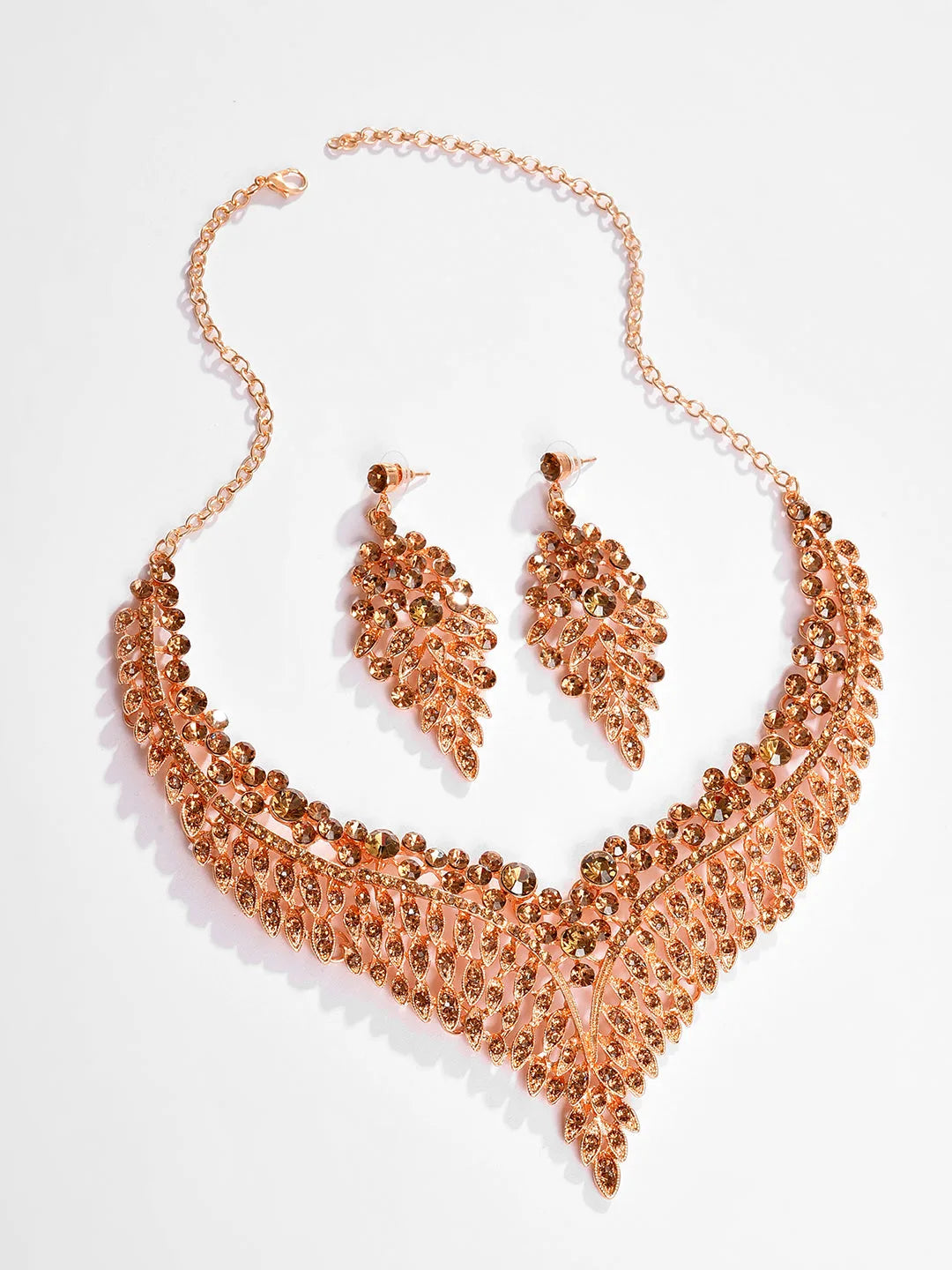 Gold Plated Designer Stone Necklace and Earring Set