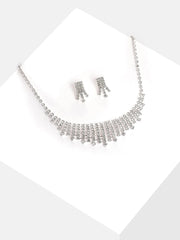 Silver Plated Designer Stone Necklace and Earring Set