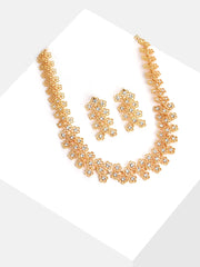 Gold Plated Designer Stone Necklace and Earring Set