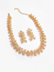 Gold Plated Designer Stone Necklace and Earring Set