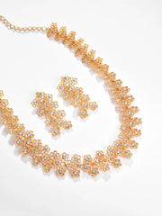 Gold Plated Designer Stone Necklace and Earring Set