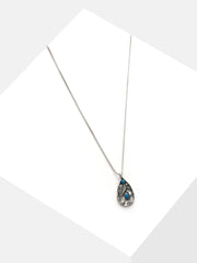 Silver Plated Designer Stone Pendant Chain