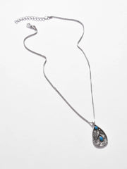 Silver Plated Designer Stone Pendant Chain