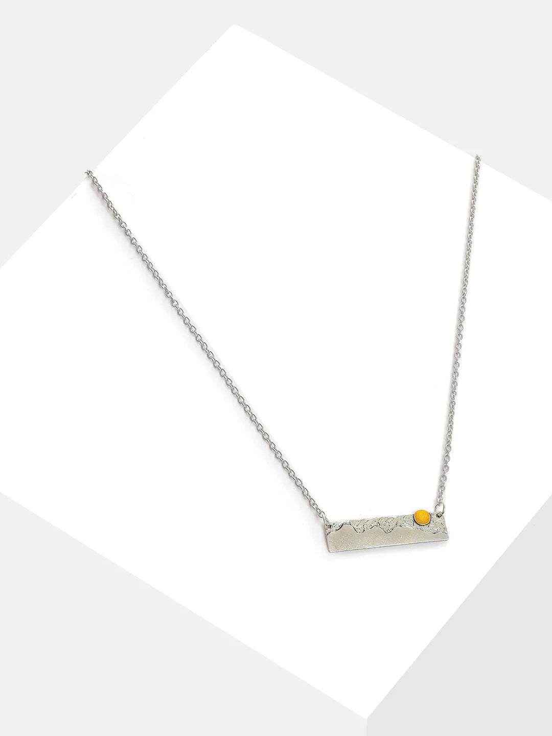 Silver Plated Designer Stone Pendant Chain