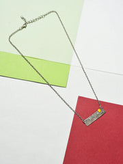 Silver Plated Designer Stone Pendant Chain