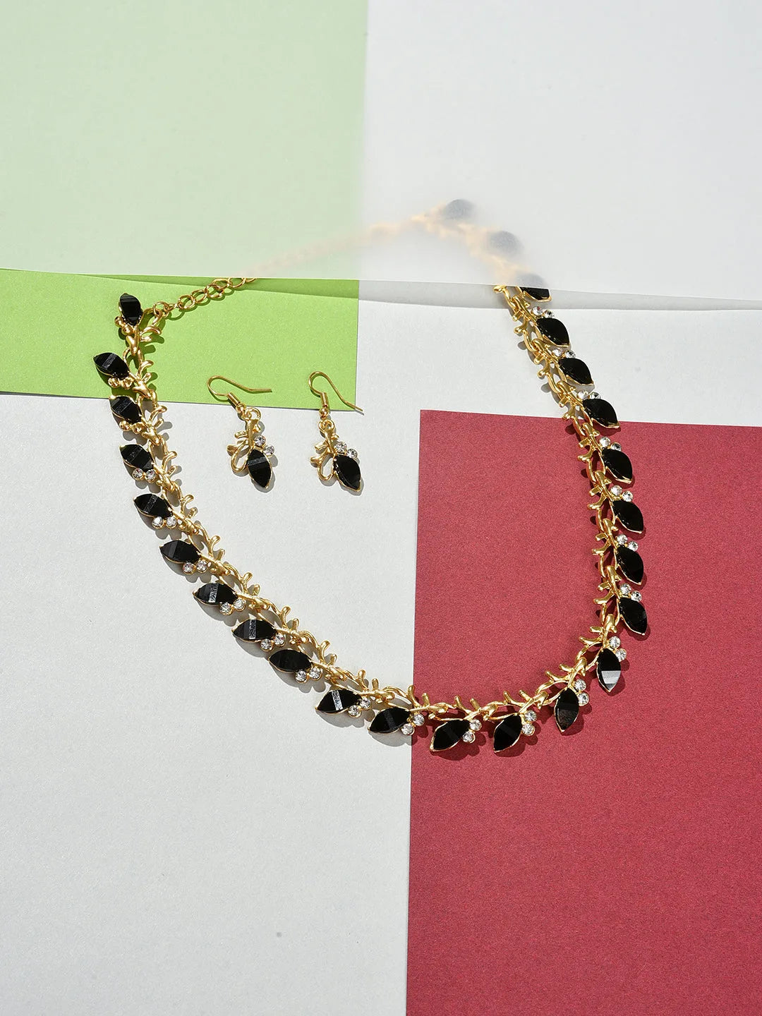 Gold Plated Designer Stone Necklace and Earring Set Jewellery Set