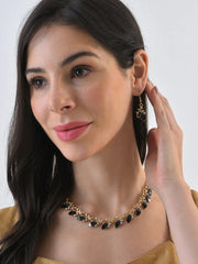 Gold Plated Designer Stone Necklace and Earring Set Jewellery Set