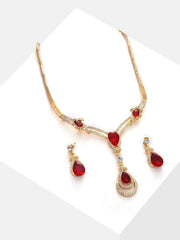 Gold Plated Designer Stone Necklace and Earring Set Jewellery Set