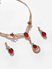 Gold Plated Designer Stone Necklace and Earring Set Jewellery Set