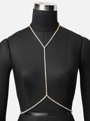 Silver Plated Women Multi Layered Harness Body Chain Necklace