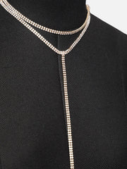 Silver Plated Women Multi Layered Harness Body Chain Necklace