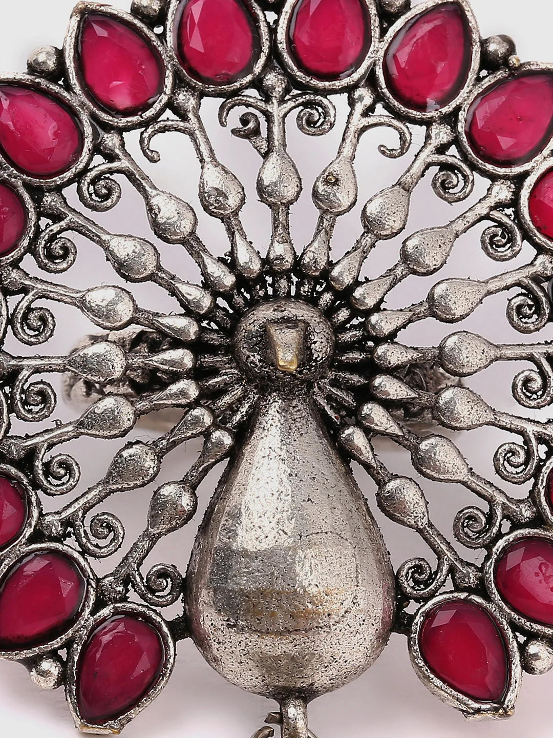 Silver Lookalike Stone Peacock Ring