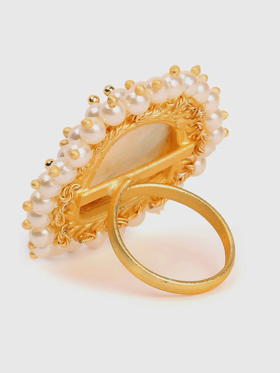 Gold-Plated Brass Jadau Adjustable Ring