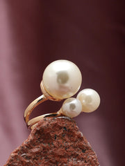 Gold Plated Pearls Ring