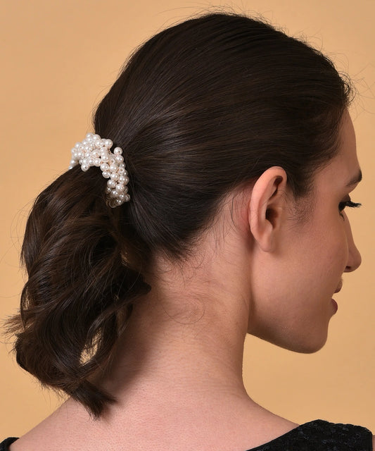 Gold Plated Pearls Scrunchie