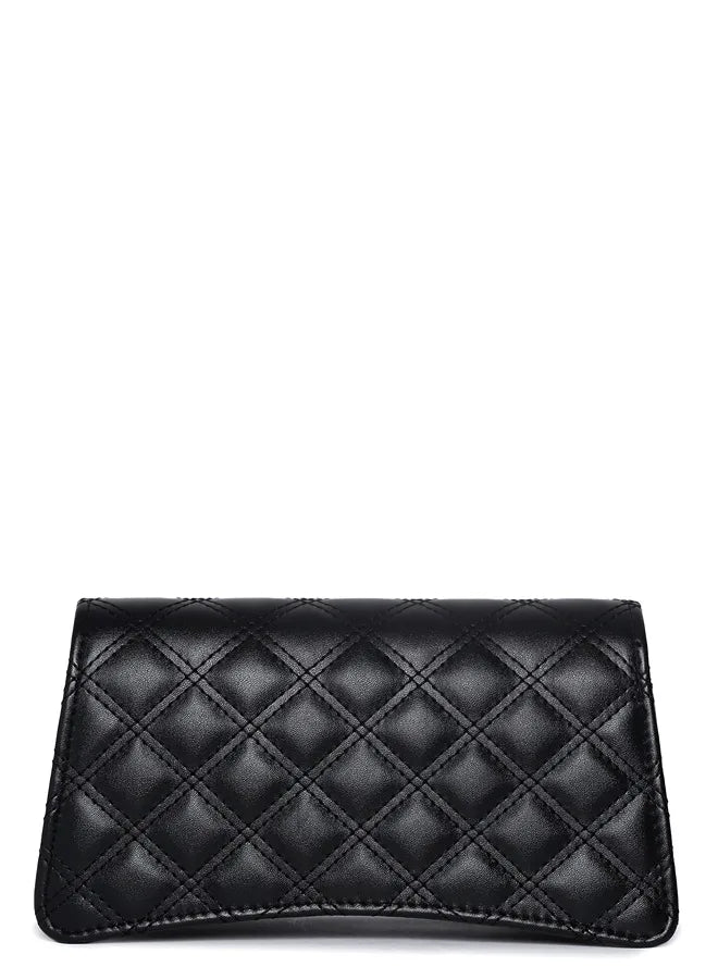 Quilted Clutch Bag with Magnet Lock