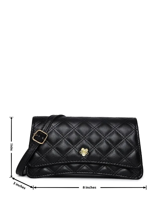 Quilted Clutch Bag with Magnet Lock