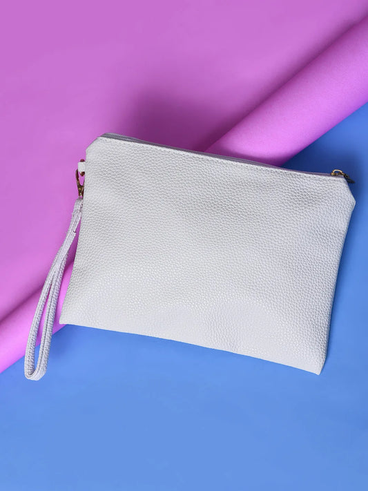 Solid Clutch Bag with Zip Lock