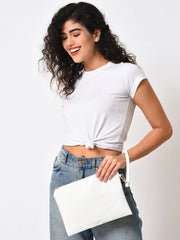 Solid Clutch Bag with Zip Lock