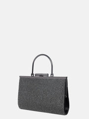 Textured Push Lock Clutch Bag with Chain Strap