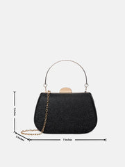 Textured Push Lock Clutch Bag with Chain Strap