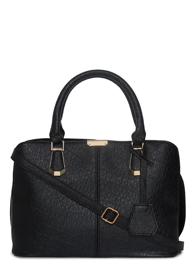 Textured Shoulder Bag with Zip Lock