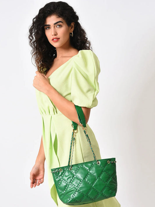 Quilted Shoulder Bag with Zip Lock