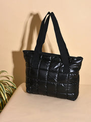 Quilted Shopper Hand Bag with Zip Lock