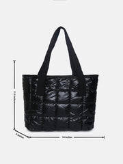 Quilted Shopper Hand Bag with Zip Lock