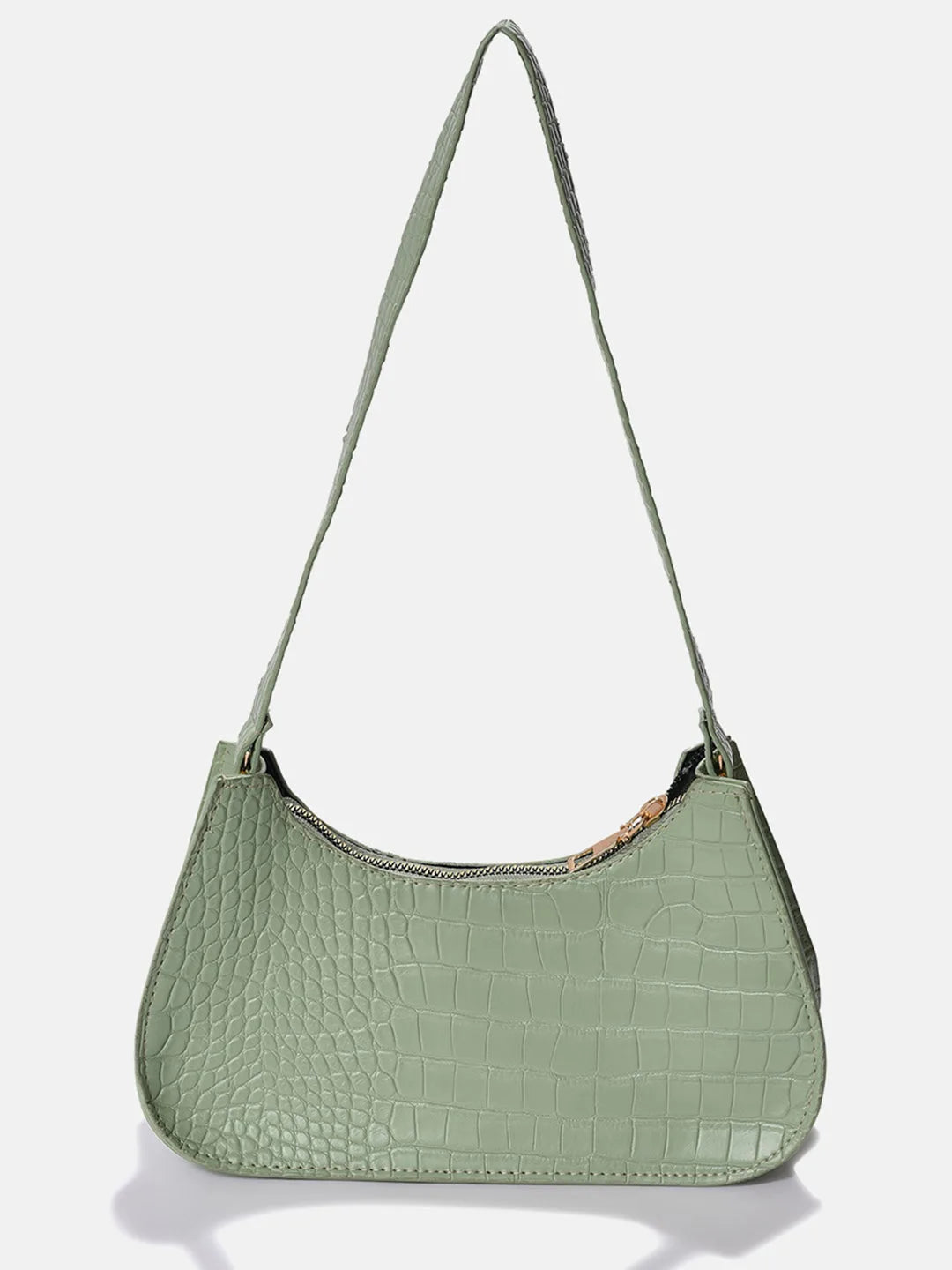 Textured Shoulder Bag with Zip Lock