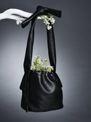 Solid Bucket Hand Bag with Drawstring