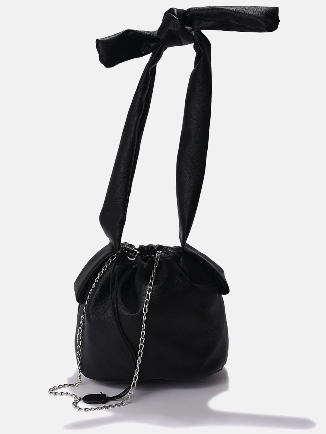 Solid Bucket Hand Bag with Drawstring