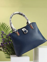 Solid Handle detail Hand Bag with Zip Lock