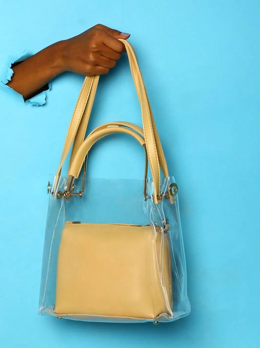 Solid Zip Lock Shoulder Bag with Handle detail