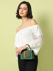 Solid Magnet Lock Hand Bag with Buckle Detail