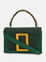 Solid Magnet Lock Hand Bag with Buckle Detail