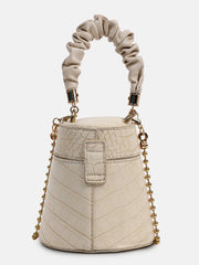 Textured Push Lock Hand Bag with Handle detail