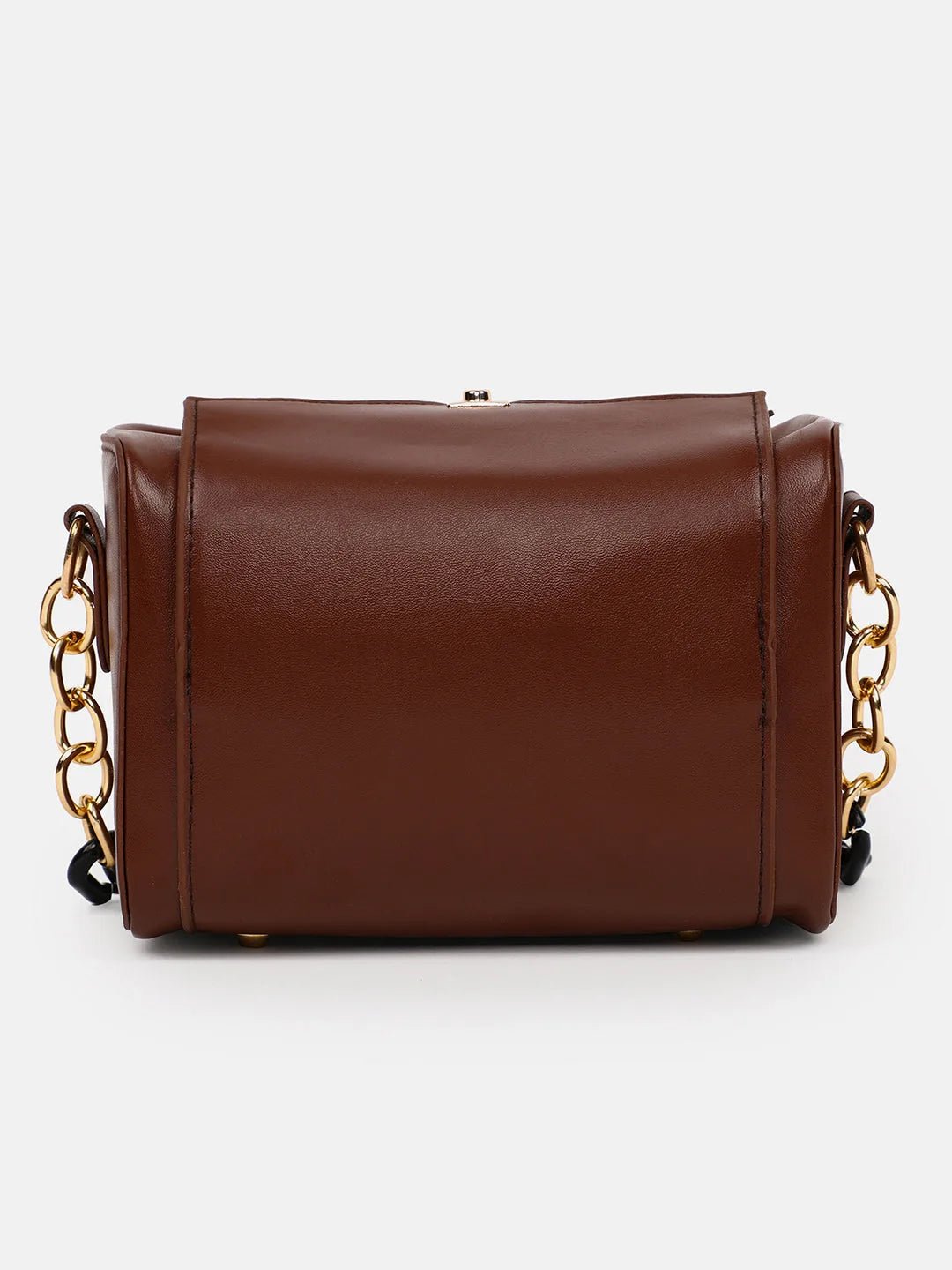 Textured Push Lock Hand Bag with Chain Strap