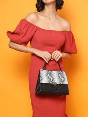 Textured Push Lock Hand Bag