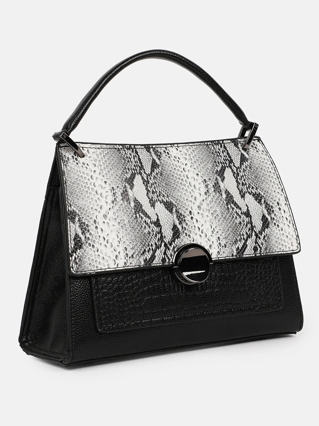 Textured Push Lock Hand Bag