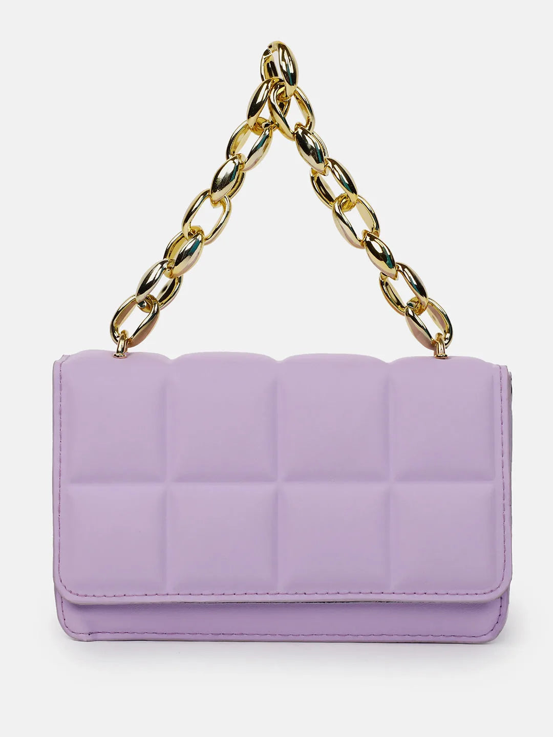 Quilted Magnet Lock Hand Bag with Chain detail