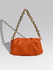 Solid Zip Lock Shoulder Bag with Chain Strap