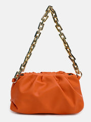 Solid Zip Lock Shoulder Bag with Chain Strap