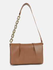 Solid with Chain detail Sling Bag with Zip Lock