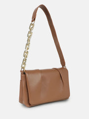 Solid with Chain detail Sling Bag with Zip Lock