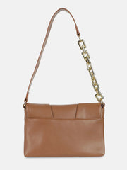 Solid with Chain detail Sling Bag with Zip Lock