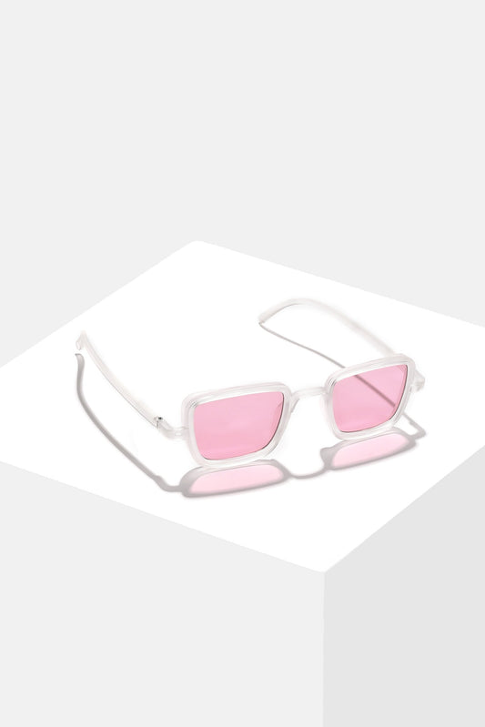 Women Pink Lens White Wayfarer Sunglasses