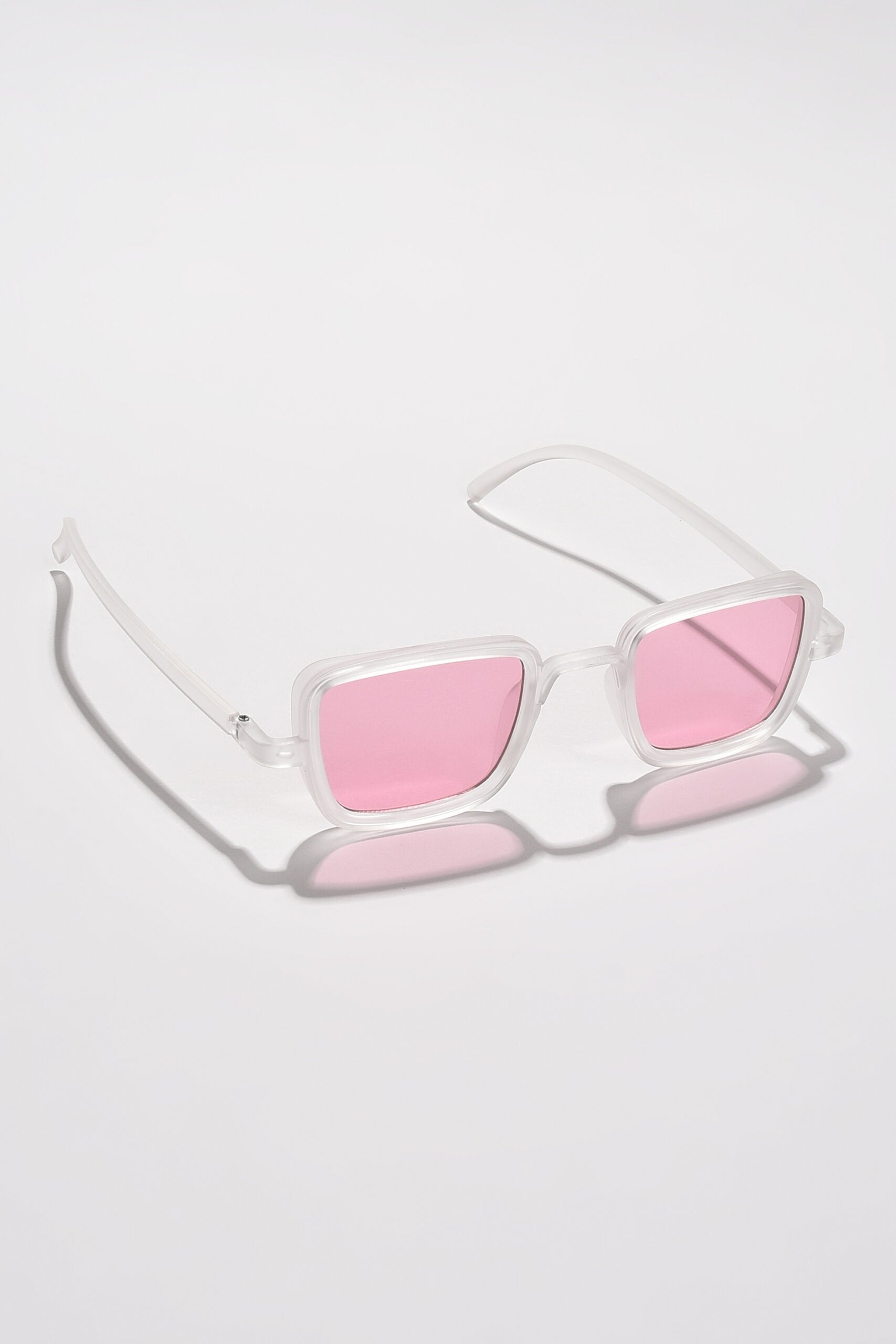 Women Pink Lens White Wayfarer Sunglasses