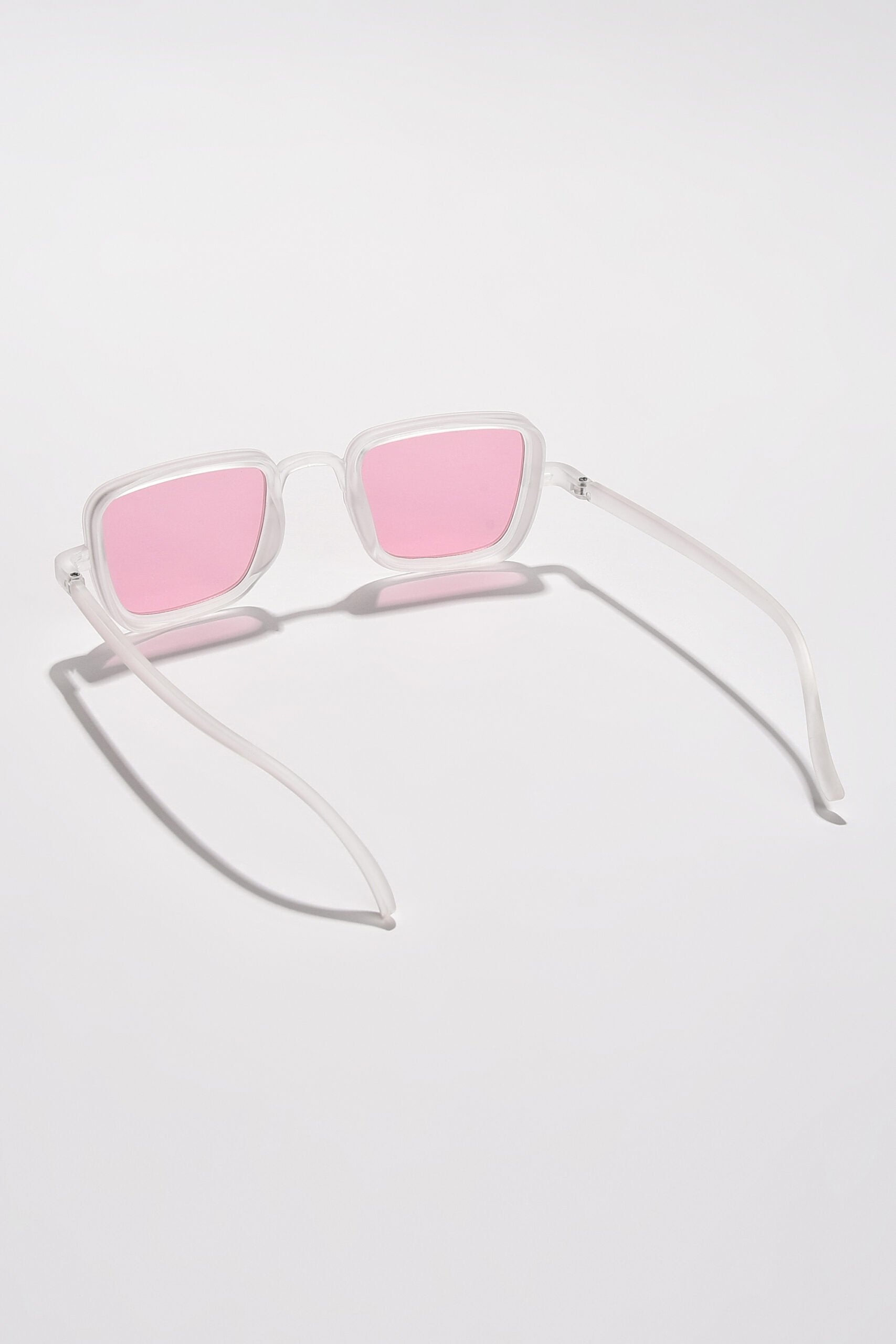 Women Pink Lens White Wayfarer Sunglasses